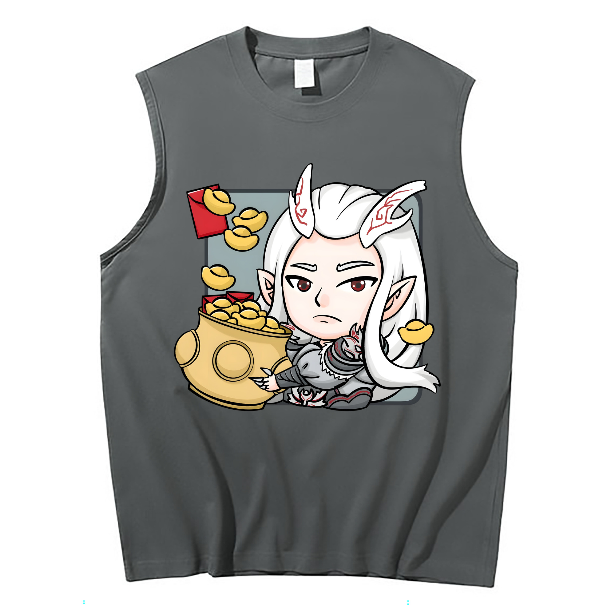 （画像用） Ne Zha 2 ナタ 魔童の大暴れ コットン100％タンクトップ（フロントプリント）